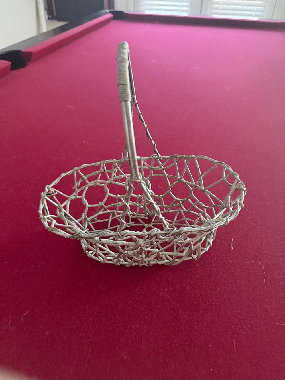 Woven Wire Mini Basket Handbag Accent - Silver